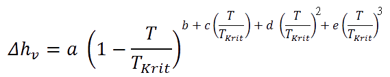DIPPR106-Gleichung. Berechnung der Verdampfungsenthalpie