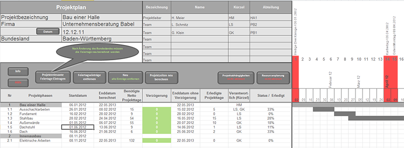 Bild zur Freeware, Projektplaner