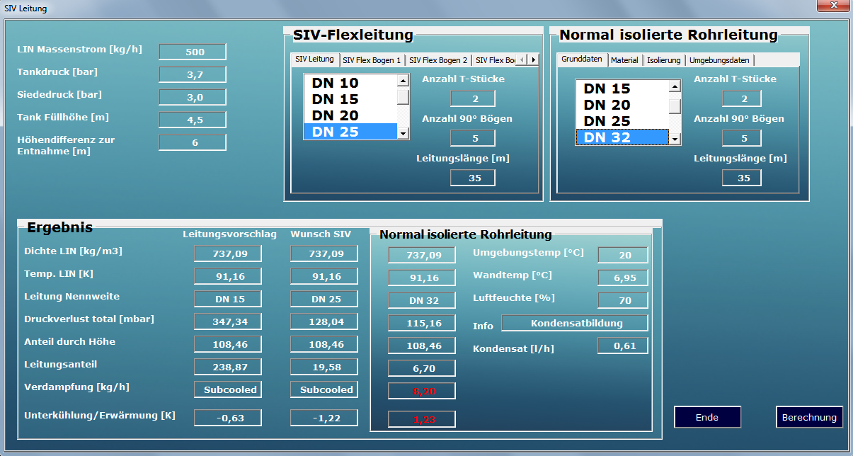 Tool zum Berechnen von SIV-Leitungen