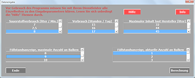 Bild zur Freeware, Dewarkalkulation (LOX)