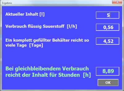 Bild zur Freeware, Dewarkalkulation (LOX)