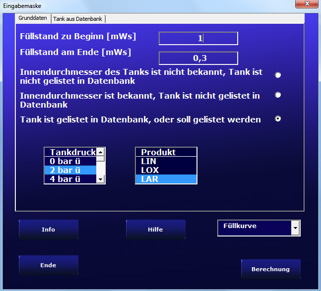 Tool zur Berechnung von Füllmengen und Füllkurven